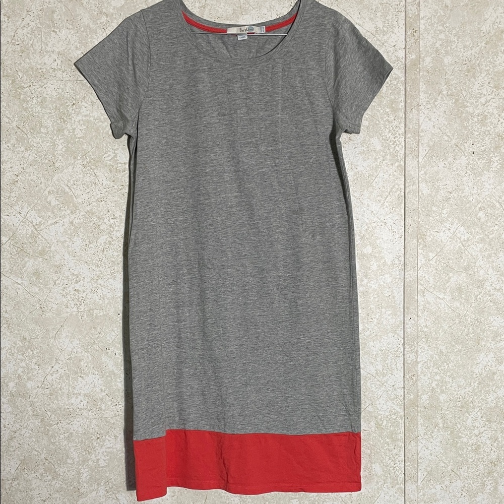 Boden Heather Gray Modal Cotton Midi Lounge House Sleep Dress with coral Hem